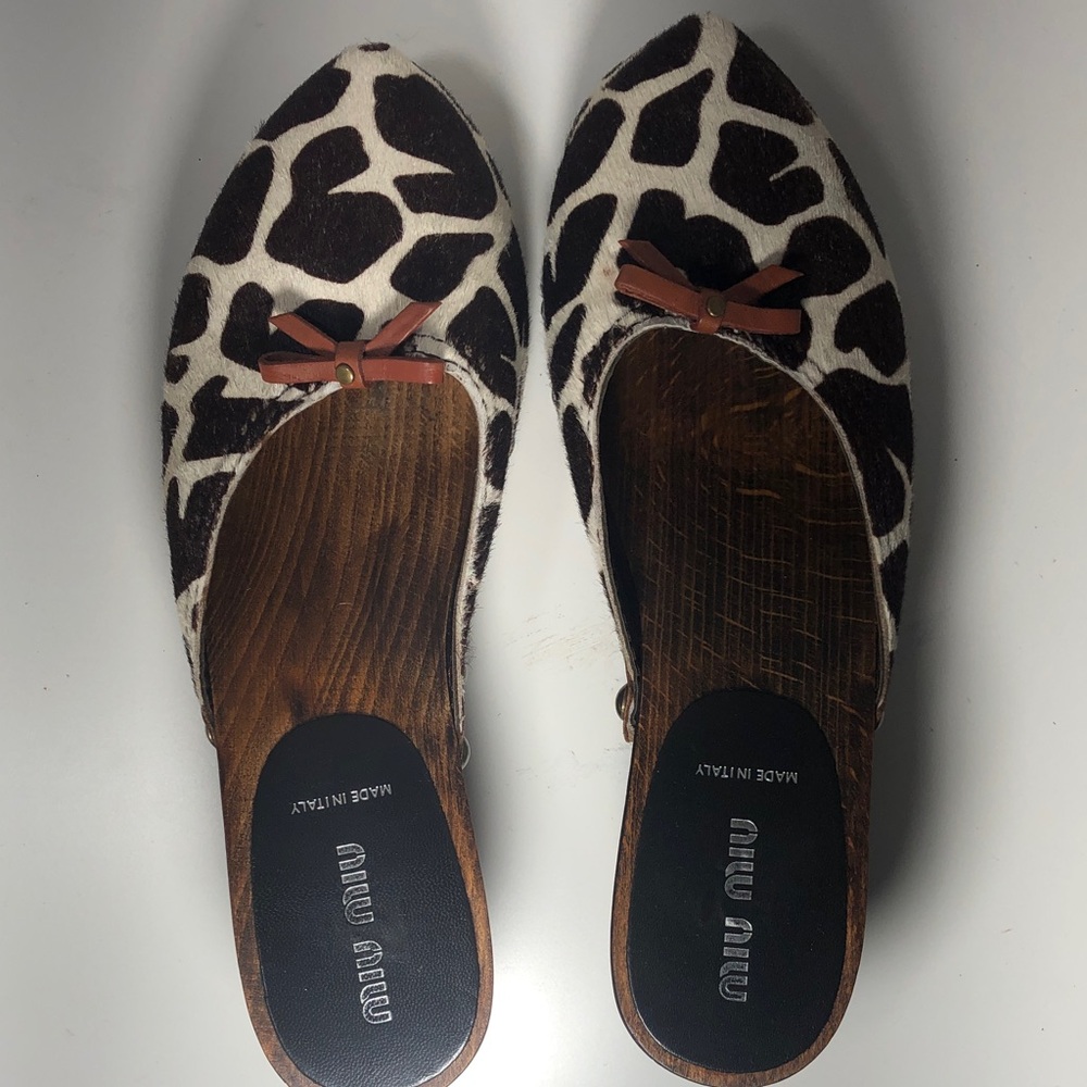 Miu Miu Prada Luxe Leopard  Print Calf Hair Studded Mules,Size 7 (US) - Picture 3 of 15